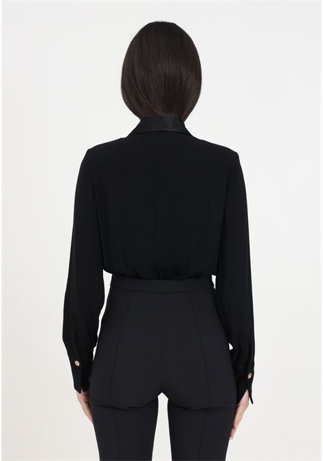 Women's black body shirt with crossed georgette ELISABETTA FRANCHI | CBT0241E2110